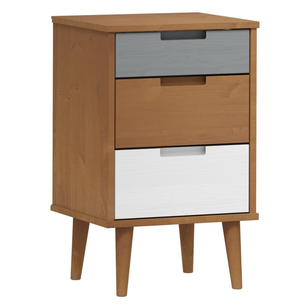 (brown) vidaXL Solid Wood Pine Bedside Cabinet MOLDE Bedroom Side Table Multi Colours