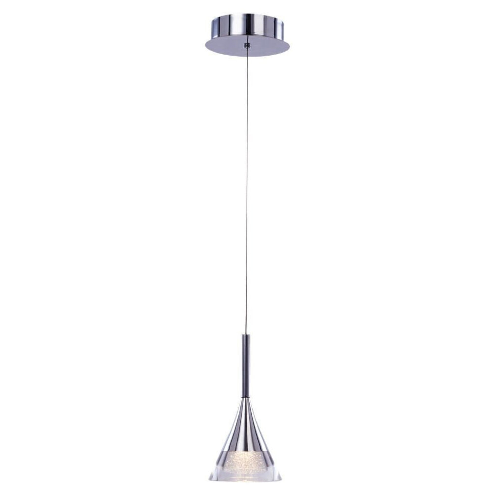 Visconte Gem Ceiling Pendant LED Light Conical Glass Shade - Chrome