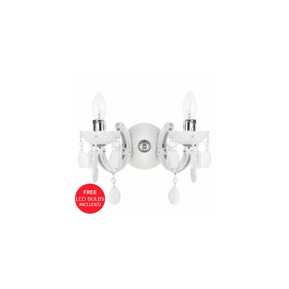 Litecraft Marie Therese Wall 2 Arm & Free Led Bulbs - Light/White