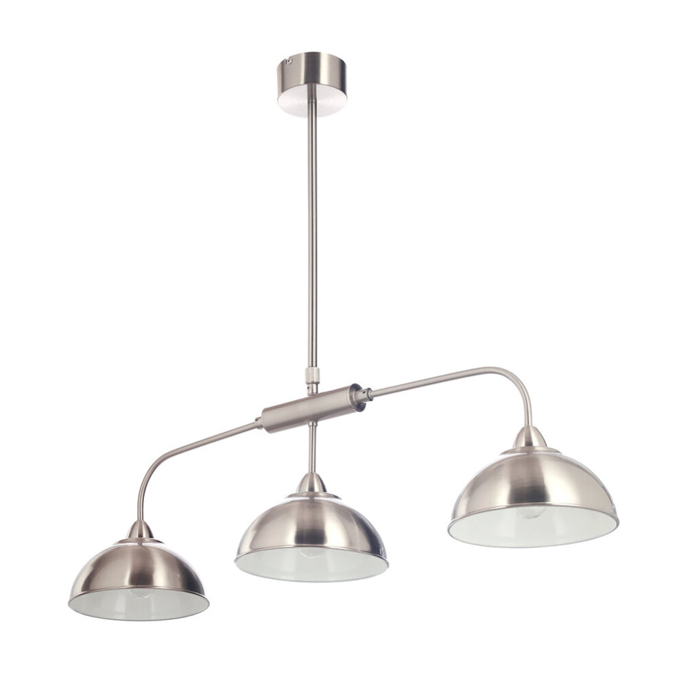 Litecraft Storr Ceiling Pendant Industrial Diner 3 Arm Satin Chrome