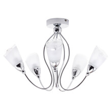 Litecraft Ibru 5 Arm Semi Flush Light With Frosted Shades - Chrome