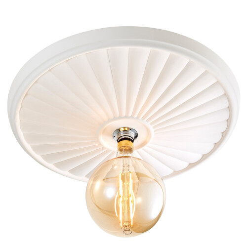 Litecraft Carn Paintable Flush Large Plaster Ceiling Rose - White