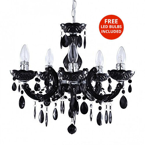 Marie Therese Chandelier With LED Bulbs - Black