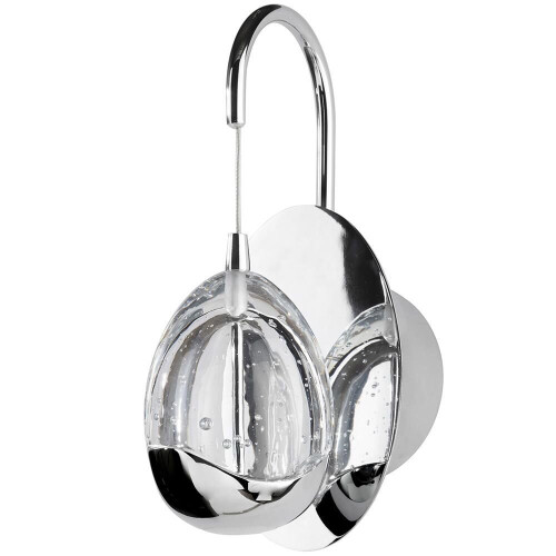 Visconte Bulla Wall Light Fitting With Bubble Injected Shade - Chrome