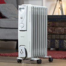 Benross 41960 Portable 9 Fin Oil Filled Radiator / Adjustable Thermostat / Automatic Overheat Protection / Cool Touch Carry Handle / 2000W / White