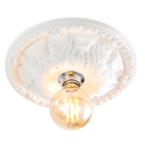 Litecraft Suilven Paintable Flush Medium Plaster Ceiling Rose - White