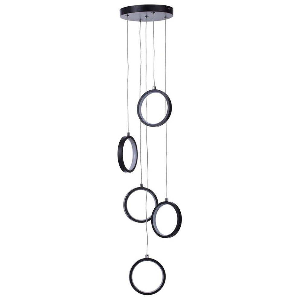 Litecraft Ceiling Pendant LED Ringed 5 Light - Black Clearance-image-OPC-PB9Y52S-REFURBISHED
