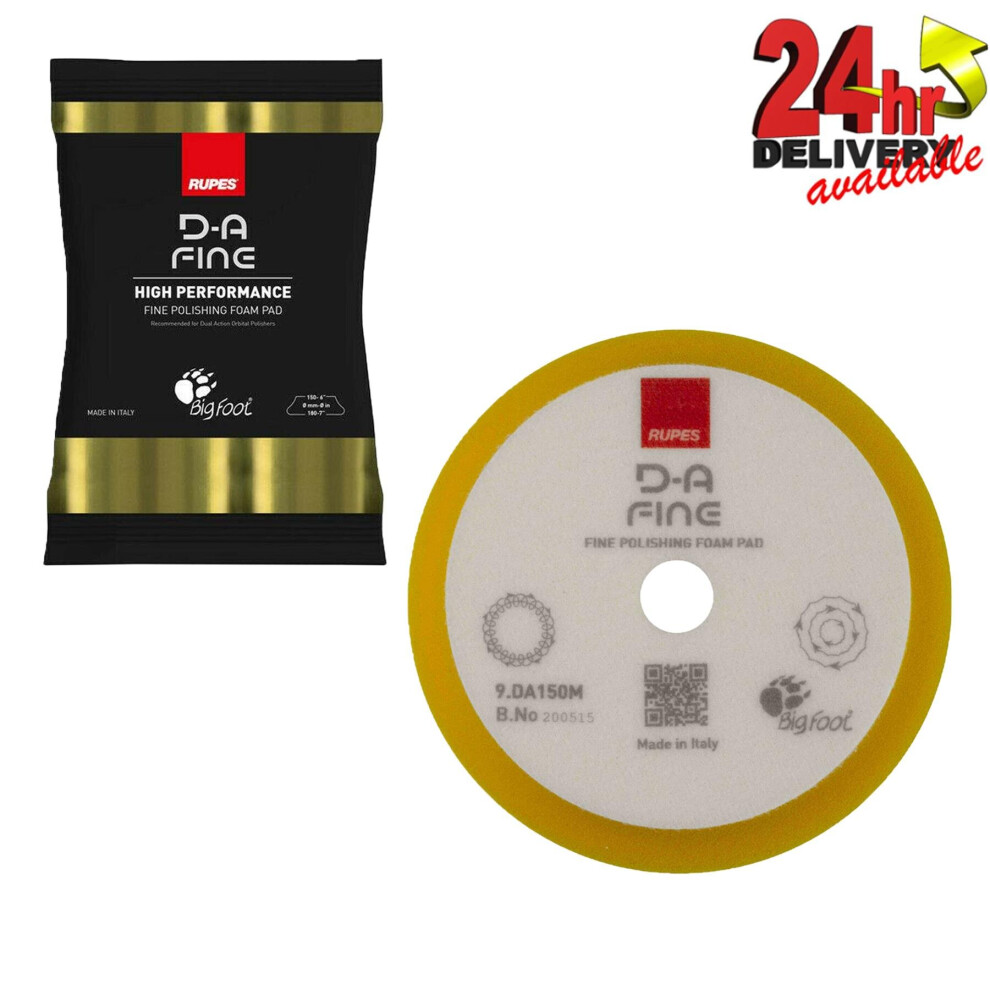 Rupes Bigfoot D-A Fine High Performance Foam Compound Pad Yellow 150Mm 8059519680830