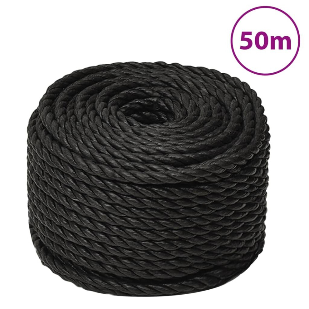 (black, 12 mm/ 50 m) vidaXL Twisted Rope Garden Workshop Line Work Rope Boat Rope Polypropylene