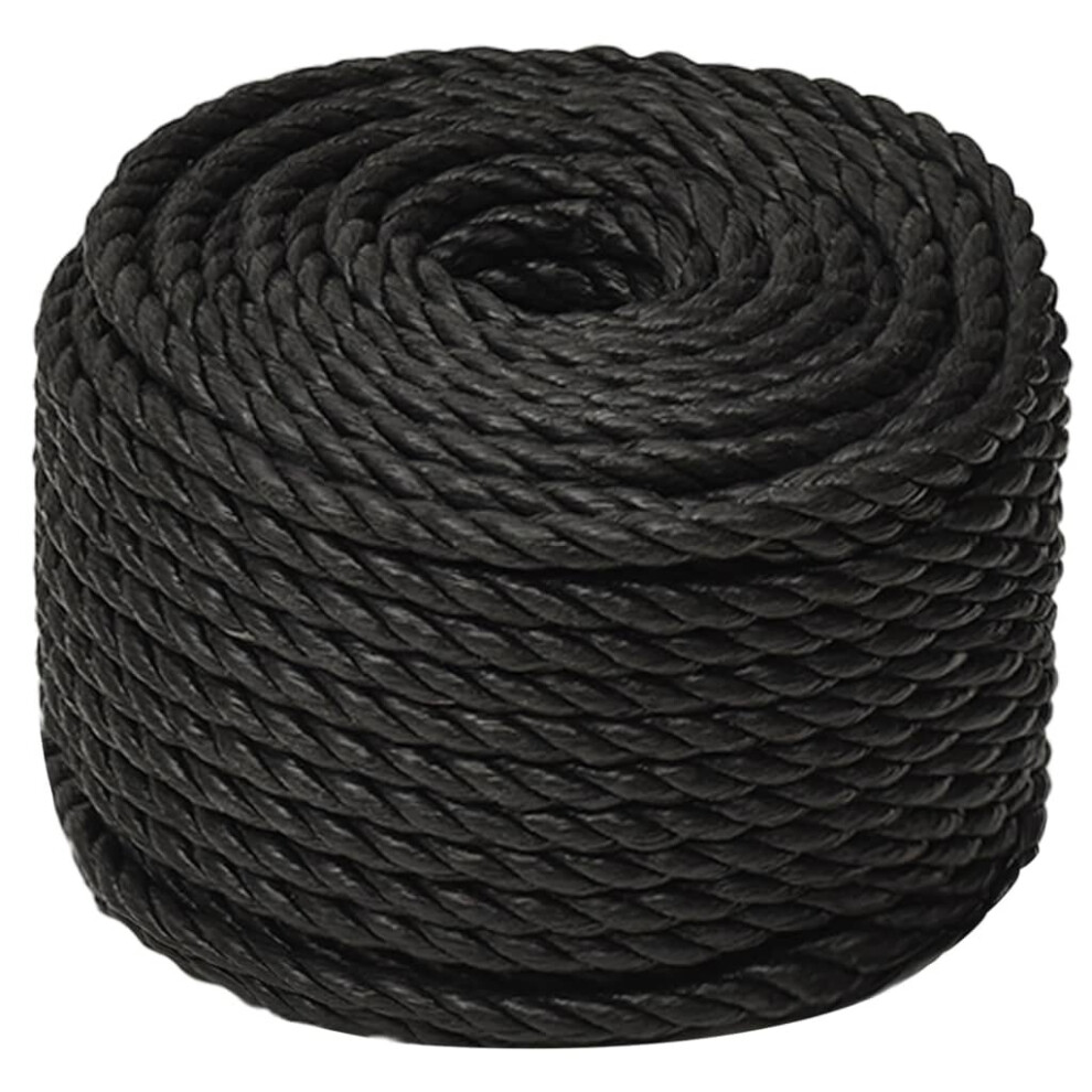 (black, 10 mm/ 50 m) vidaXL Twisted Rope Garden Workshop Line Work Rope Boat Rope Polypropylene