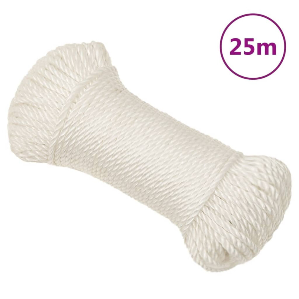 Vidaxl (White, 8 Mm/ 25 M) Twisted Rope Garden Workshop Line Work Rope Boat Rope Polypropylene