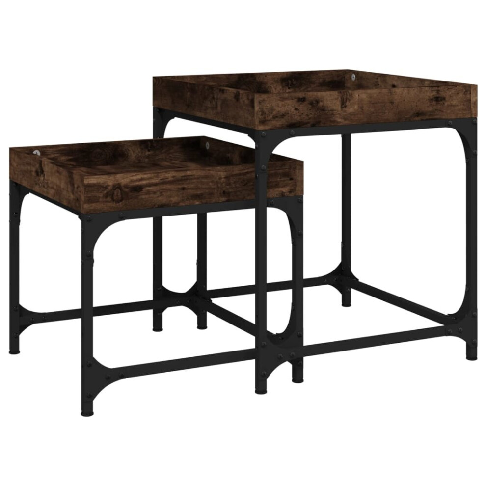(smoked oak) vidaXL 2x Side Tables Engineered Wood Accent End Center Table Multi Colours