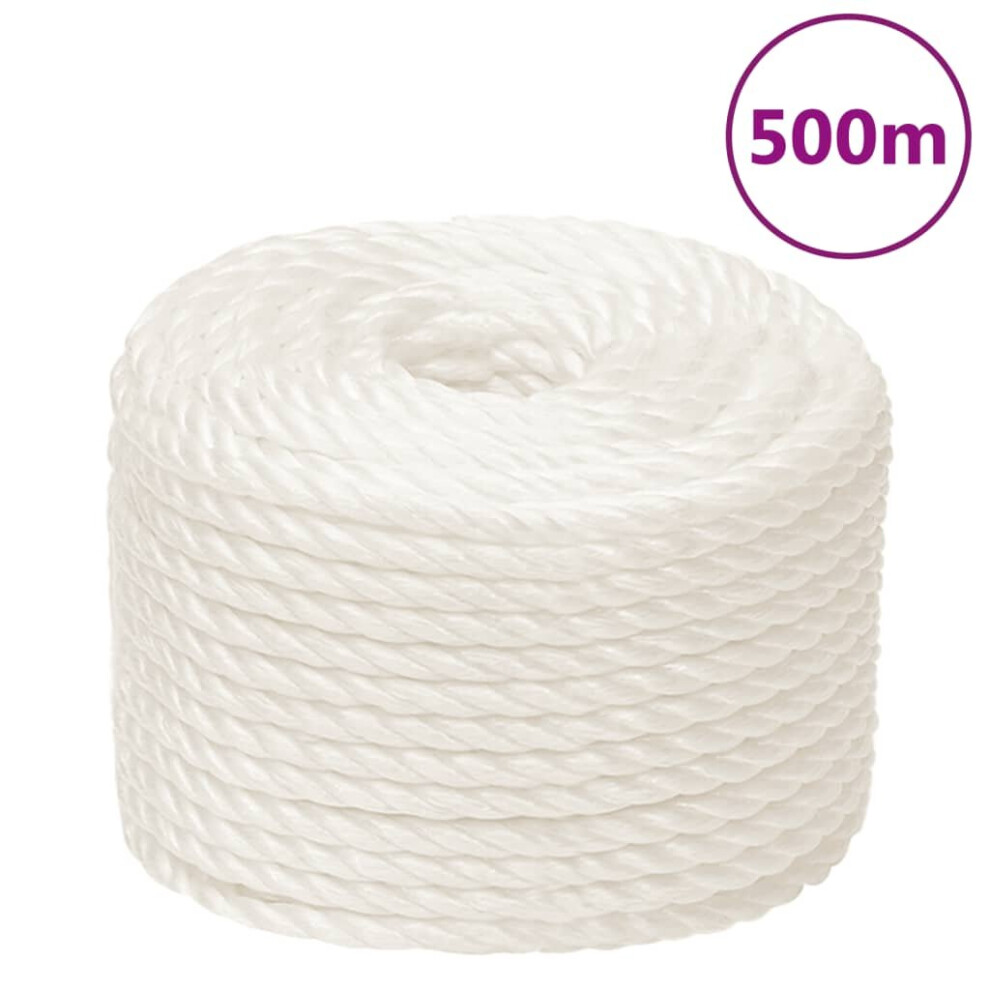 Vidaxl (White, 12 Mm/ 500 M) Twisted Rope Garden Workshop Line Work Rope Boat Rope Polypropylene