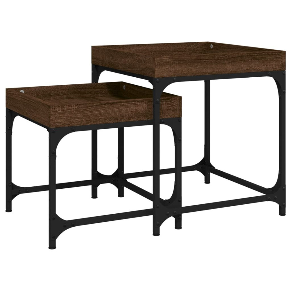 (brown oak) vidaXL 2x Side Tables Engineered Wood Accent End Center Table Multi Colours