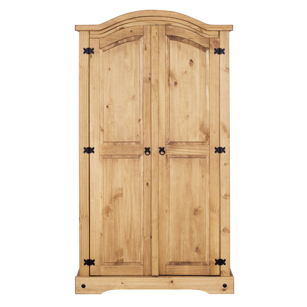 Corona Pine Wardrobe 2 Door Hanging Rail Shelf Solid Mexican Waxed