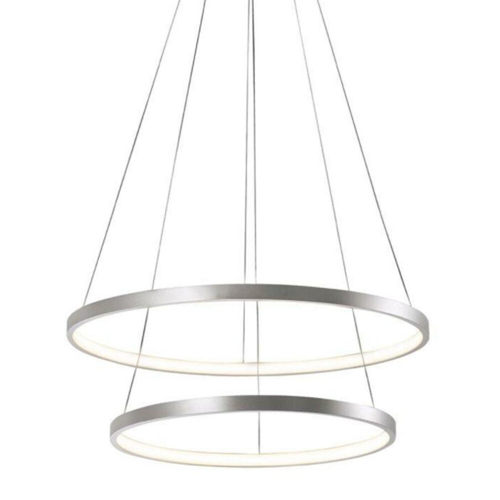Litecraft Light/Silver Ceiling Pendant Double Led Rings - Clearance