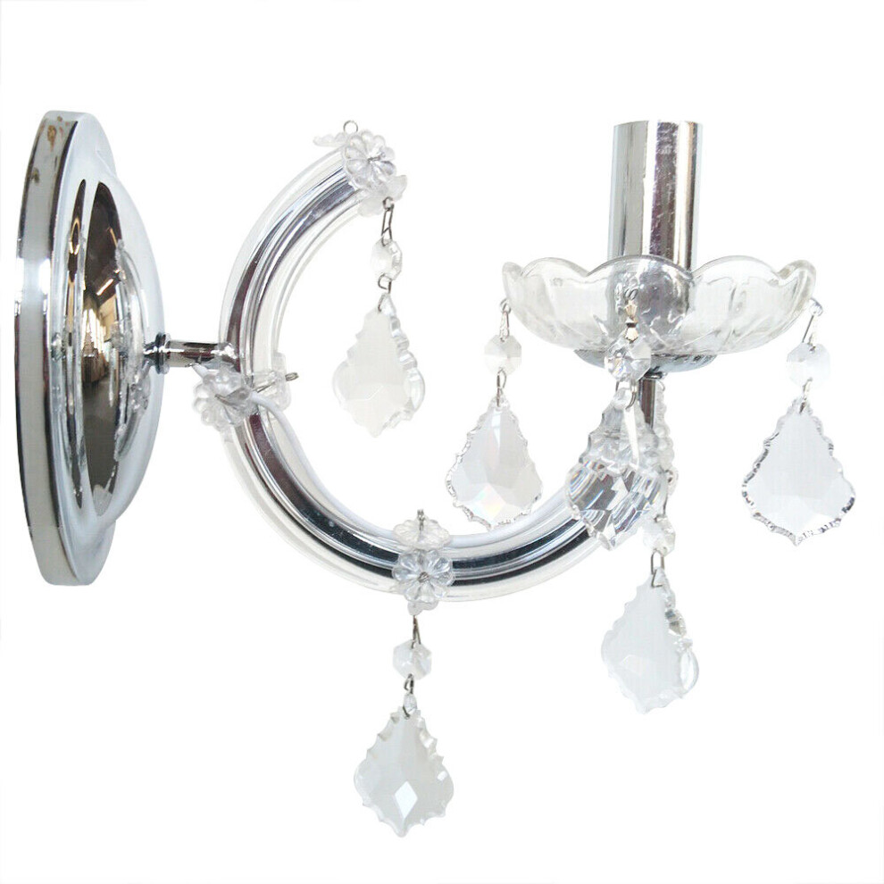 Litecraft Light Marie Therese Wall Candle 1 Arm - Chrome Clearance