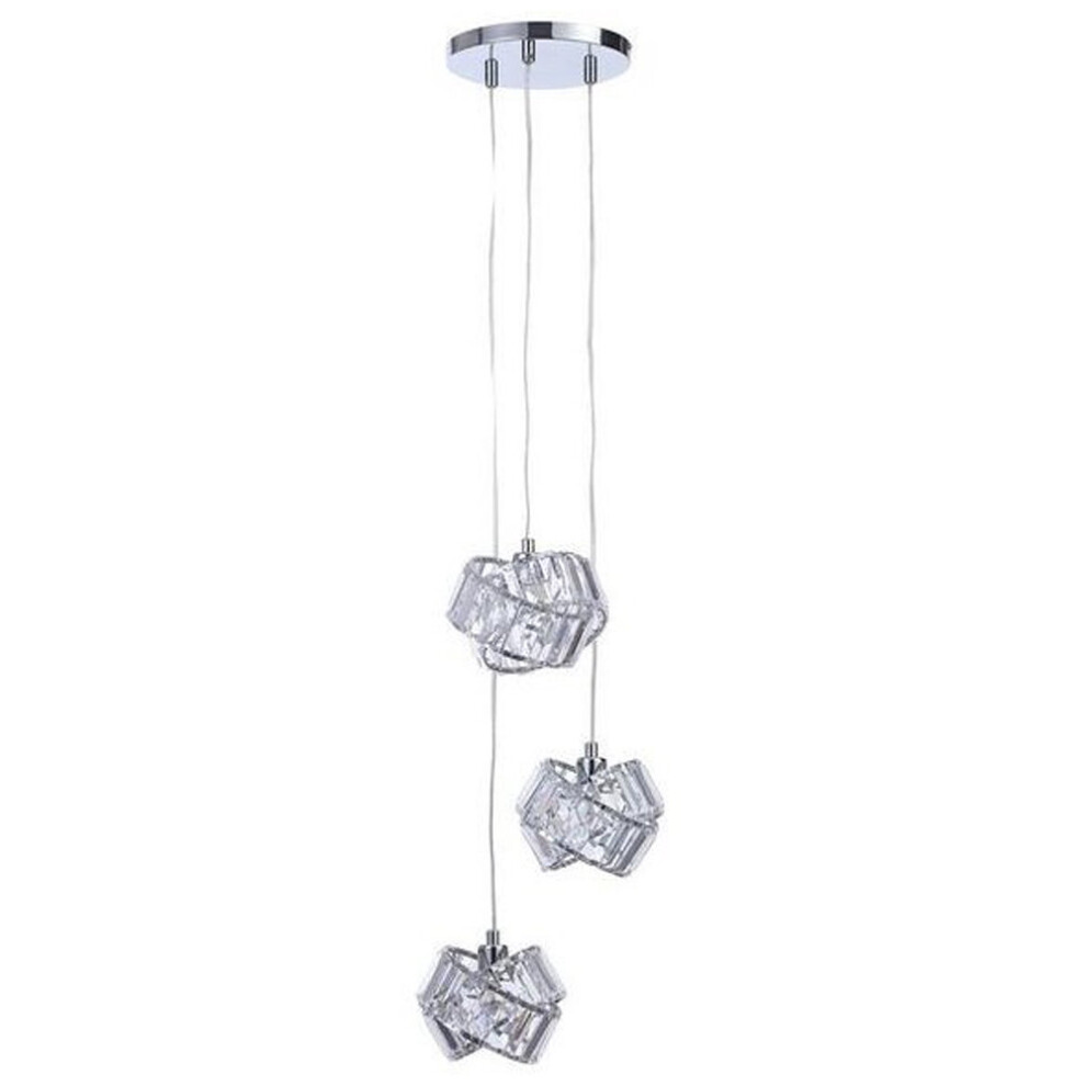 Litecraft Ceiling Pendant Cluster 3 Light With Ringed Shades - Chrome Clearance-image-OPC-PB9Y2VM-REFURBISHED