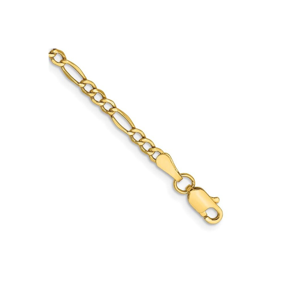 10K Yellow Gold 2.5 mm Semi-Solid Figaro Chain 7 in. Bracelet