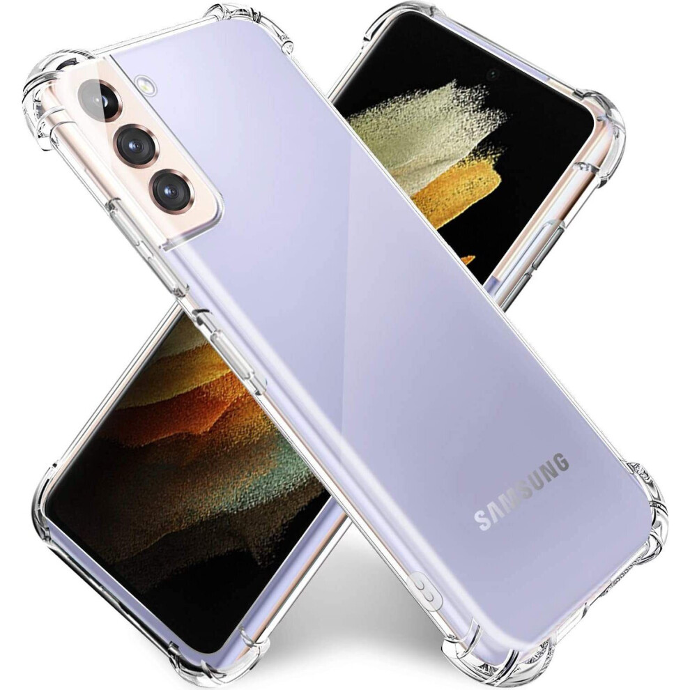 (For Samsung Galaxy S21 Plus) Case For Samsung Galaxy S22 S21fe S10 9 S8 Silicone Shockproof Cover Clear 7342853462219