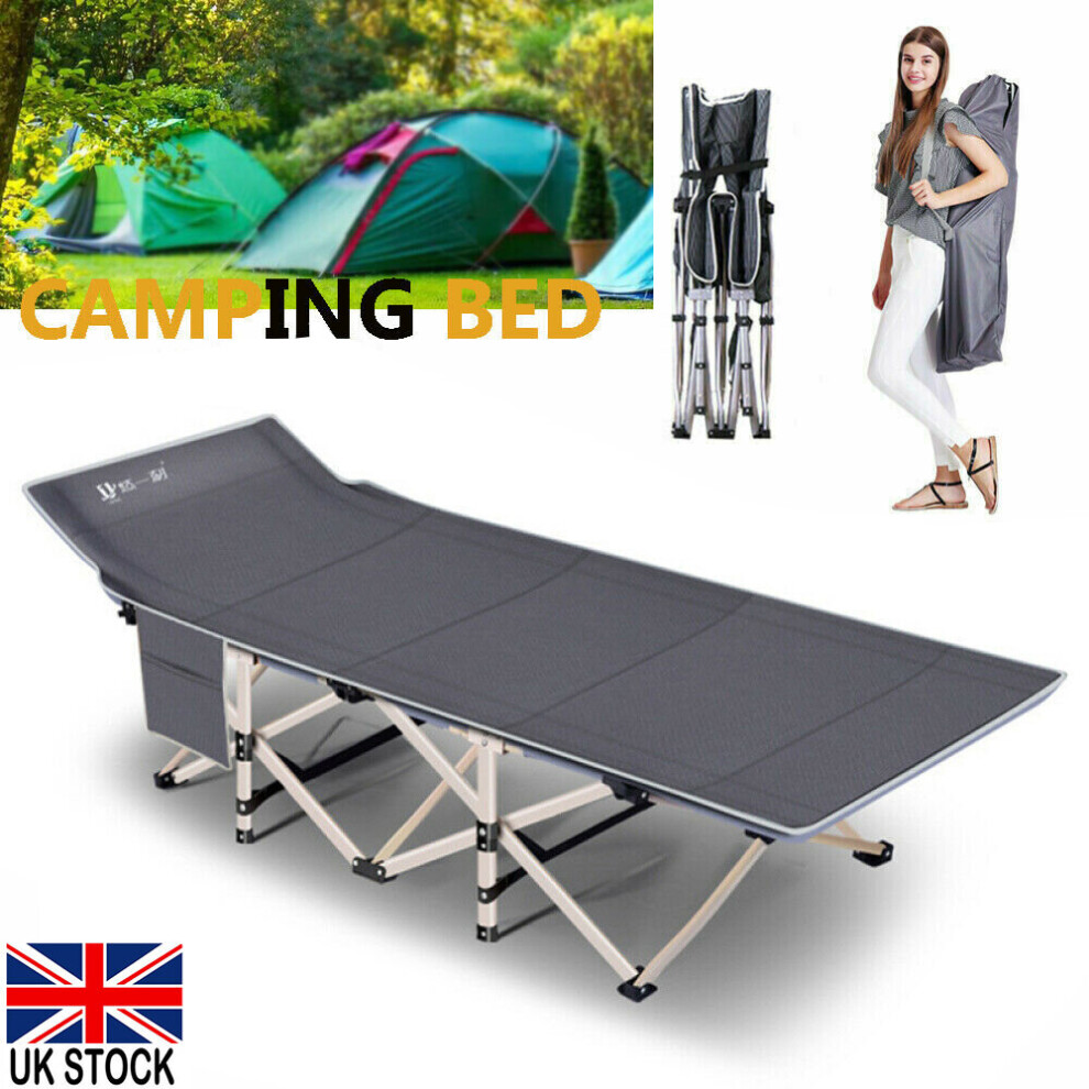 (gray) Portable Extra Wide Folding Camp Bed Camping Bed Travel Outdoor
