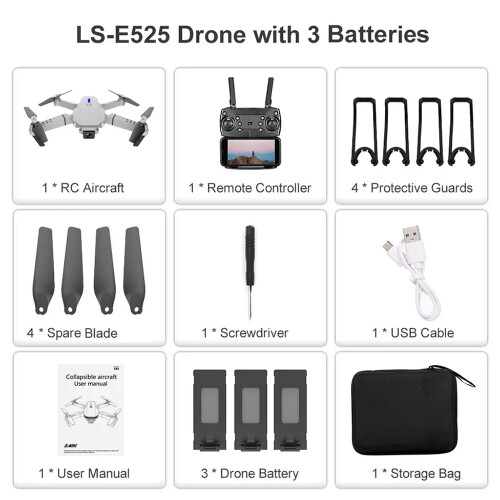 4K RC Drone Pro WIFI FPV Camera 3 Batteries Foldable Selfie Quadcopter 1