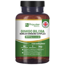 Ginkgo Biloba and Korean Ginseng Tablets 8000mg 180 Vegan Tablets