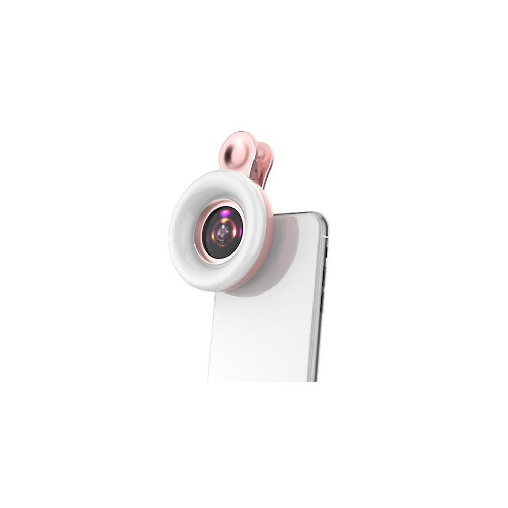 (Pink) Mobile Phone Fill Light 15x Macro Lens Ring Light Selfie Flash Light