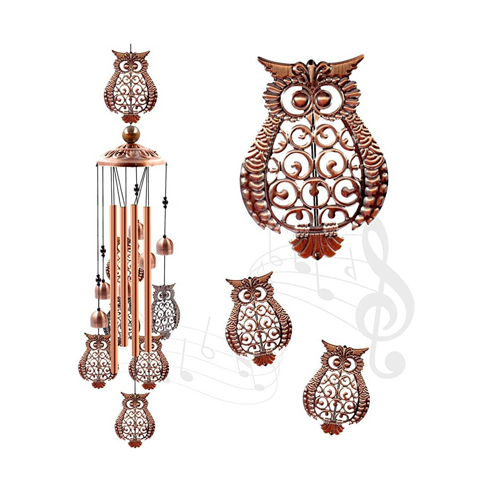 (Owl wind chimes) Metal tube outdoor rustic vintage wind chime charm