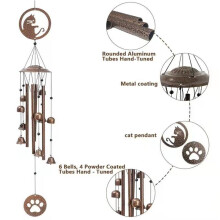 (Cat chimes) Metal tube outdoor rustic vintage wind chime charm
