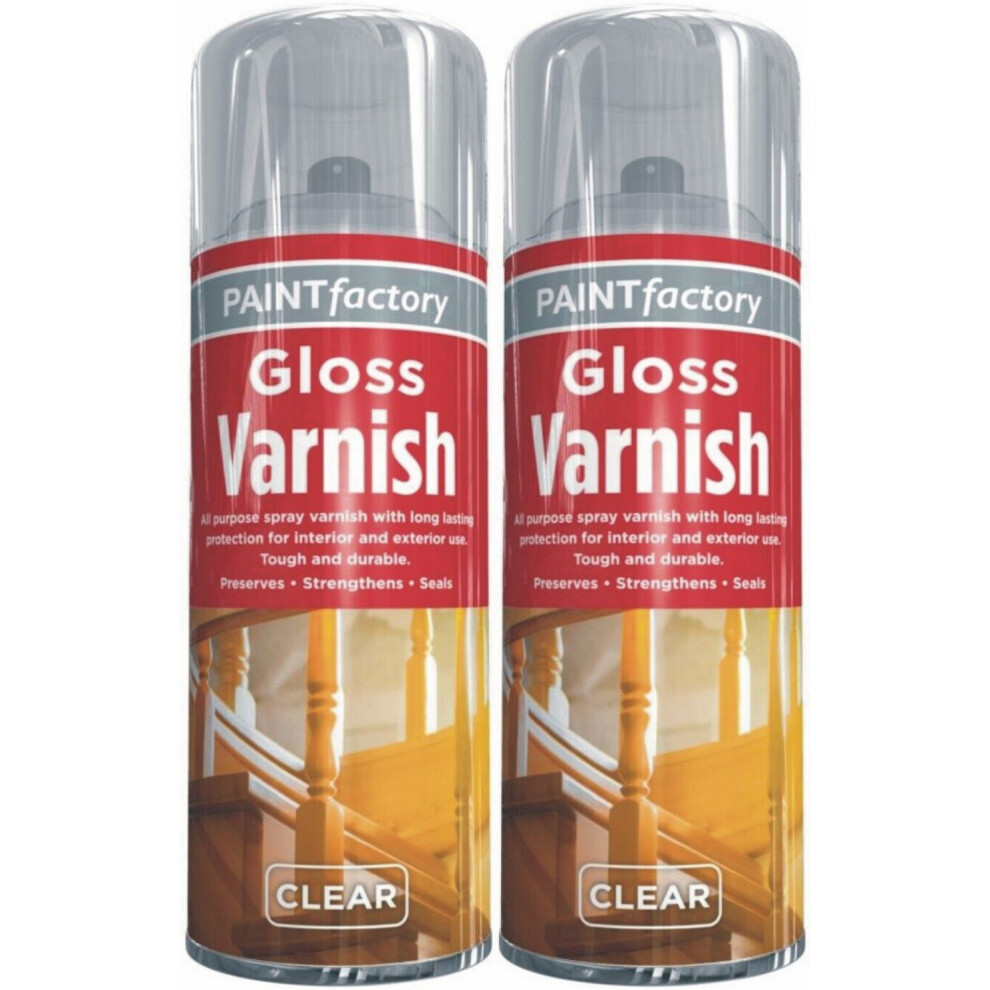 2 x 400ML Gloss Varnish Spray for Interior & Exterior Glossy Finish