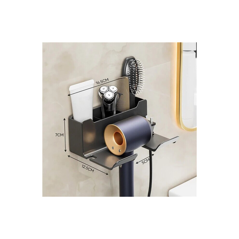 (Grey) Wall mounted hairdryer holder shelf-image-OPC-PB9YNX7-NEW