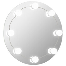 vidaXL Wall Mirror with LED Lights Round Glass Wall-Mounted Makeup Mirror