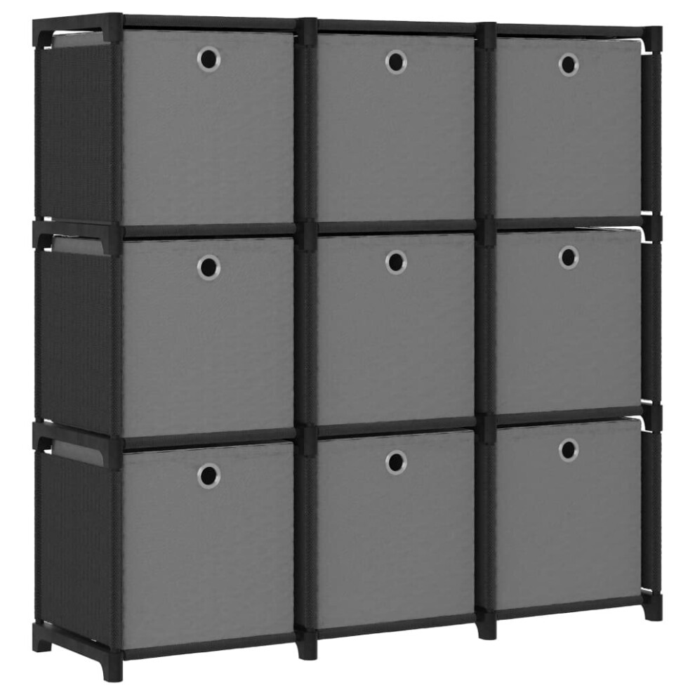 vidaXL 9-Cube Display Shelf with Boxes Black Fabric Storage Organiser Unit