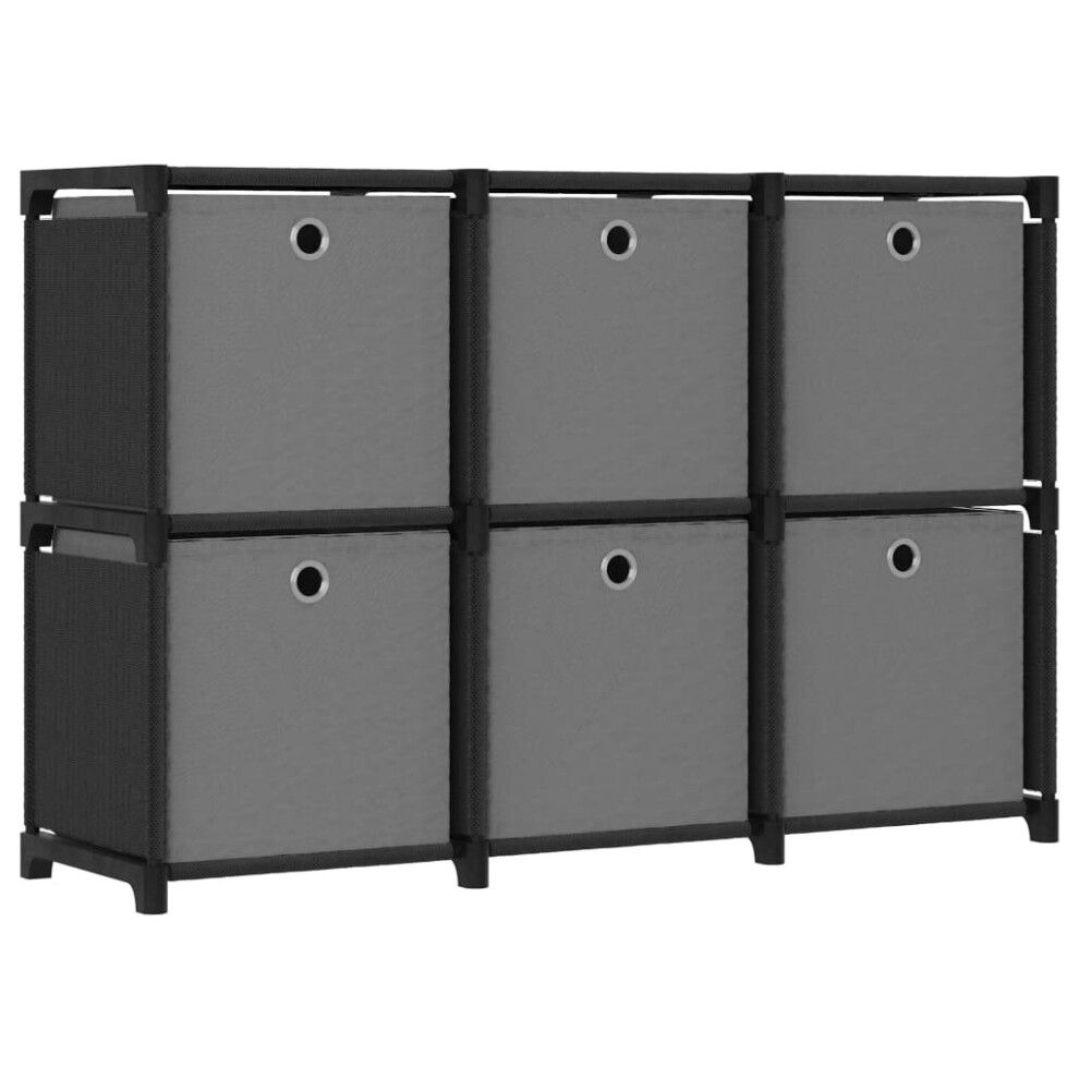 Vidaxl 6-Cube Display Shelf With Boxes Black Fabric Storage Organiser Unit
