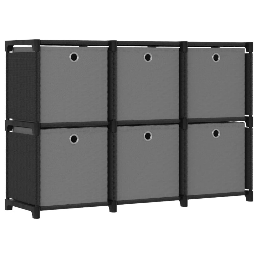 vidaXL 6-Cube Display Shelf with Boxes Black Fabric Storage Organiser Unit