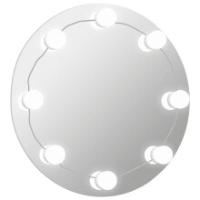 vidaXL Wall Mirror with LED Lights Round Glass Wall-Mounted Makeup Mirror