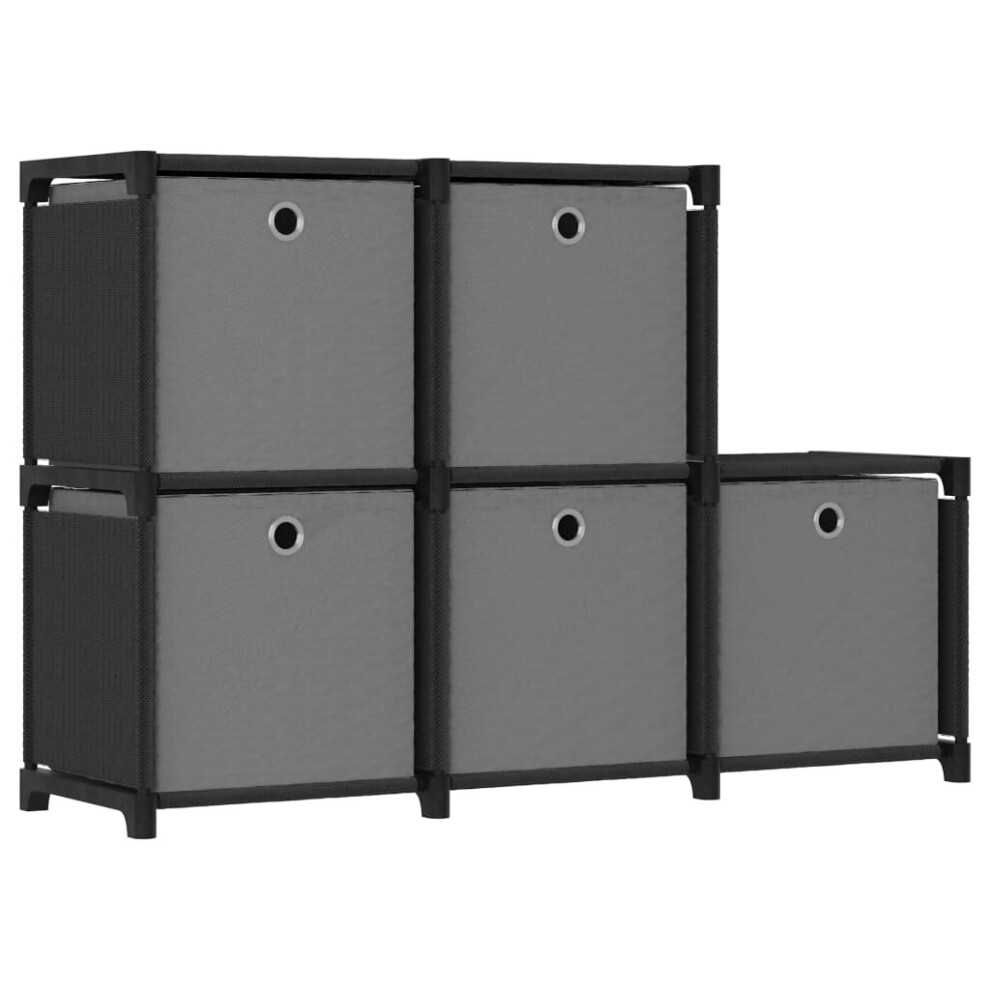 vidaXL 5-Cube Display Shelf with Boxes Black Fabric Storage Organiser Unit