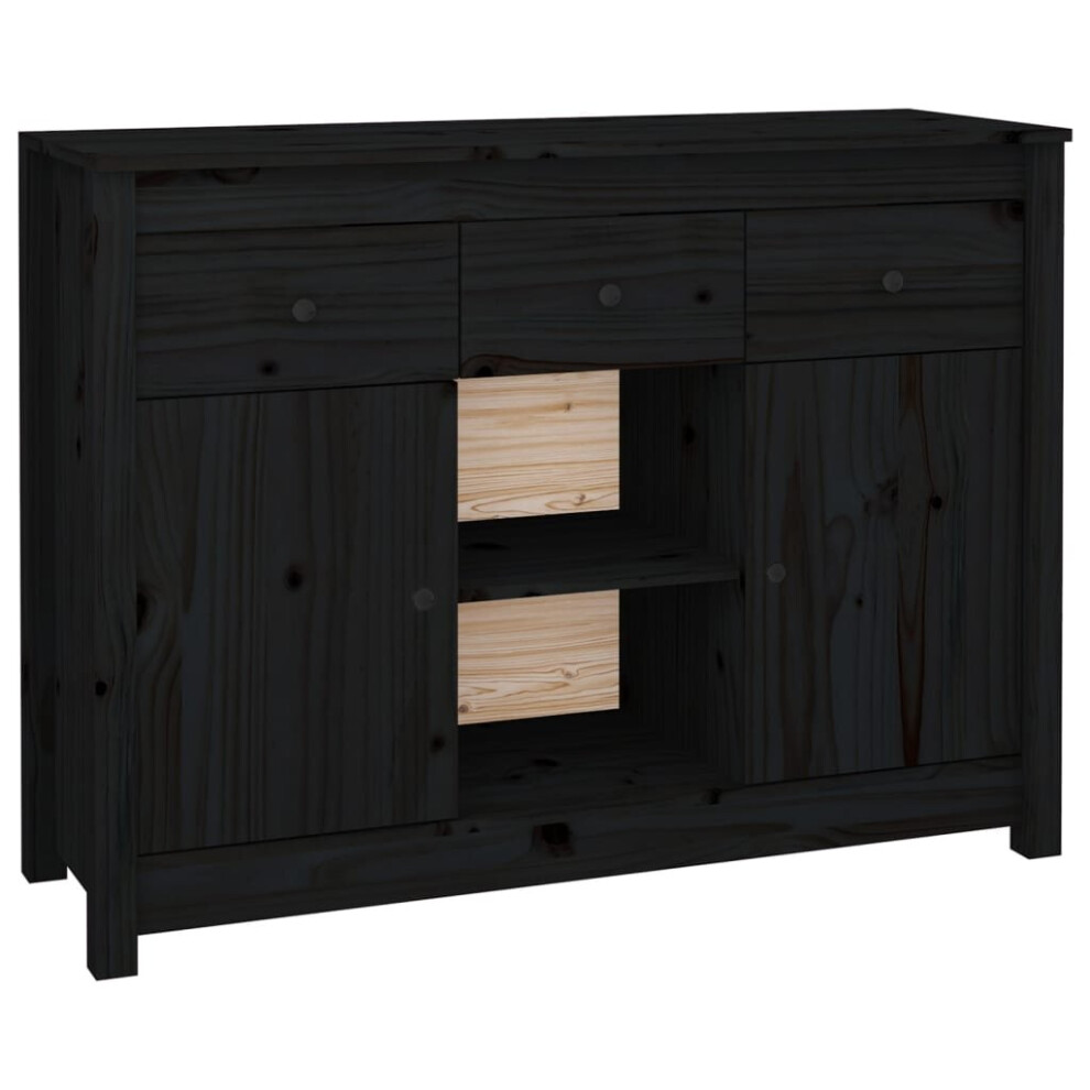 (Black) vidaXL Solid Wood Pine Sideboard Home Organiser Indoor Cupboard Multi Colours