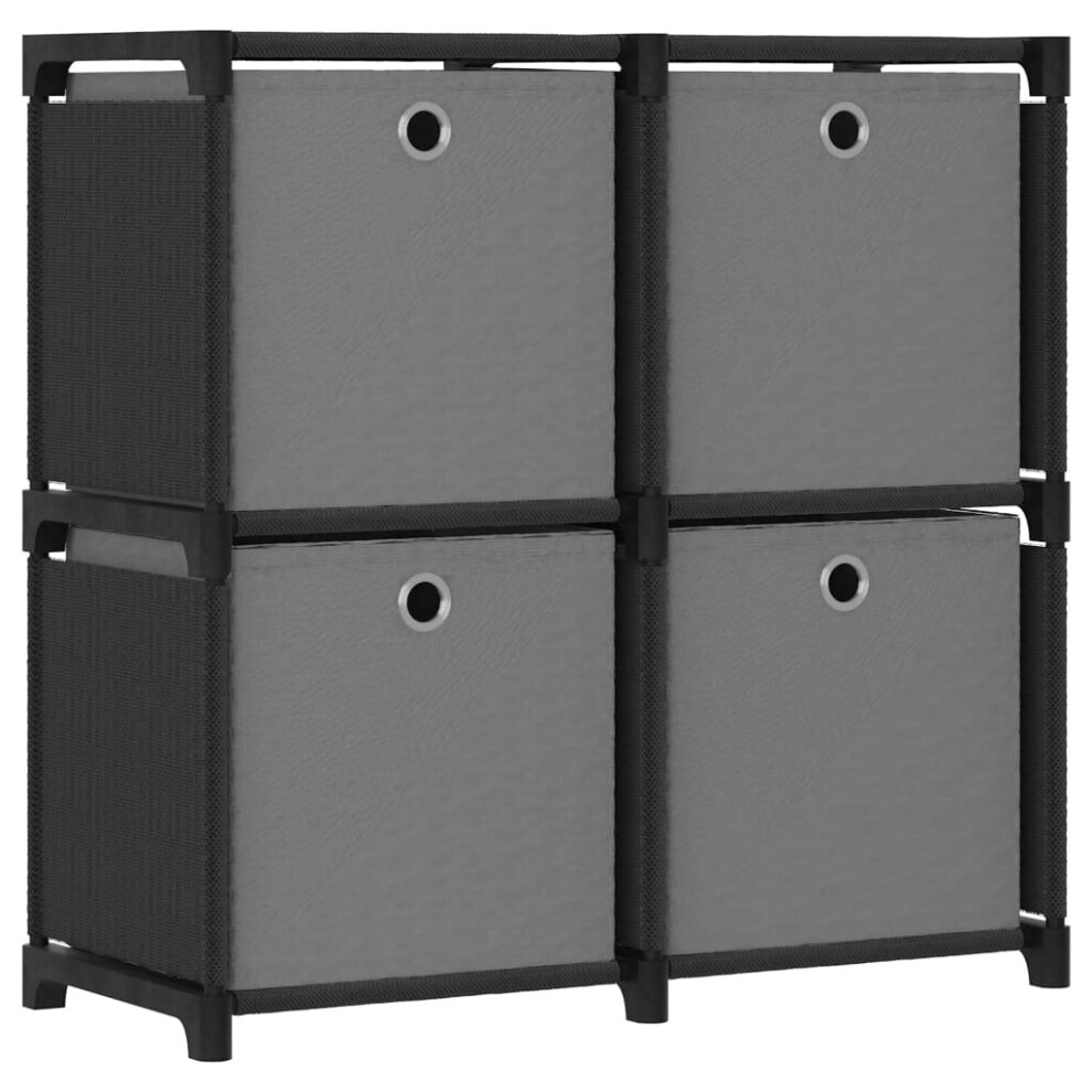 vidaXL 4-Cube Display Shelf with Boxes Black Fabric Storage Organiser Unit