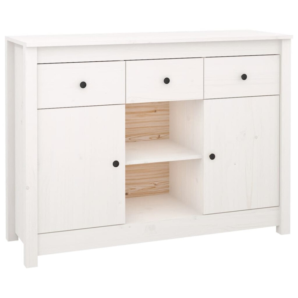 (White) vidaXL Solid Wood Pine Sideboard Home Organiser Indoor Cupboard Multi Colours