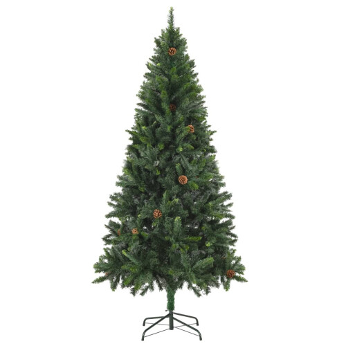 VidaXL vidaXL Artificial Pre-lit Christmas Tree with Pine Cones Artificial Tree Green 2