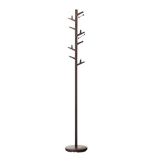 Porte-Manteau - YAMAZAKI - Penderie Ă VĂŞtements - 8 Crochets Rotatifs - Bois - Marron 28x176x28 cm