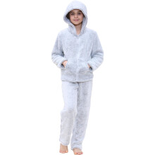 (11-12 Years, Grey) Unisex Plain Grey Pyjama Extra Soft Outfit Set
