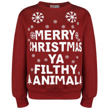 (2-3 Years, Black) Unisex Xmas Merry Christmas Ya Filthy Animal Jumper