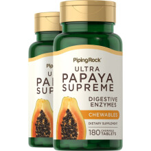 PIPING ROCK Papaya Enzyme Supreme 360 Chewable Tablets 2bottles of 180