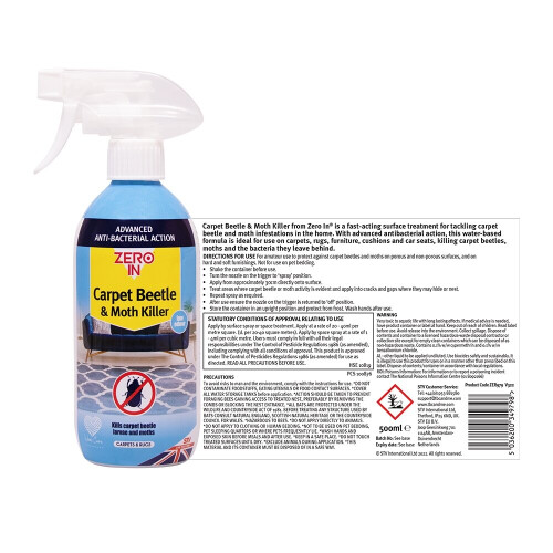 2 Carpet Beetle Moth Killer Spray Antibacterial Ready Use 500ml 2