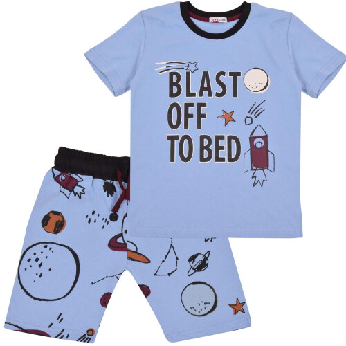 (7-8 Years, Blue) Kids Boys Blue Rocket Spaceship Blast Off Pyjamas