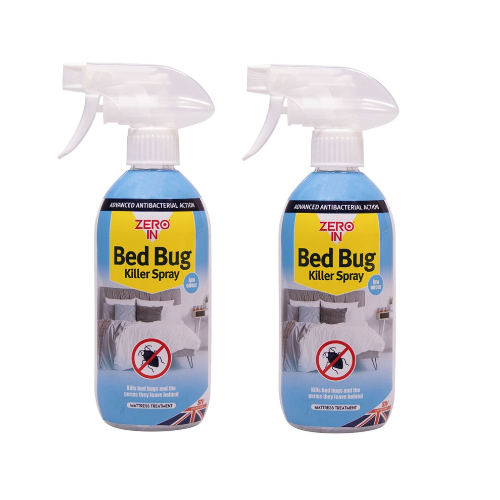 2x Bed Bug Dust Mite Killer Spray Antibacterial Bed Treatment 500ml