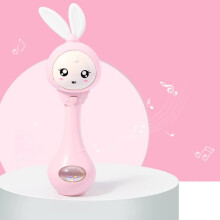 (Pink) Baby musical flashing rattles, toy bunny teether hand rattles